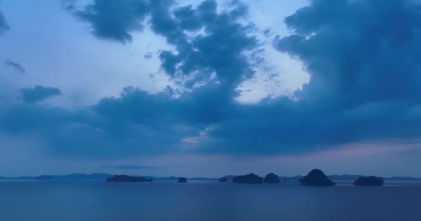 Vista Aérea Nube Azul Cielo Dulce Puesta Del Sol Escena — Vídeos de Stock