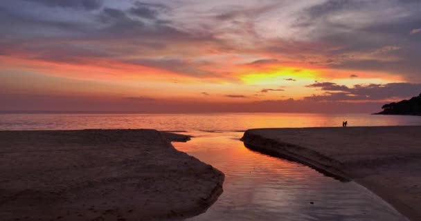 Vista Aérea Increíble Cielo Puesta Sol Sobre Océano Playa Karon — Vídeos de Stock