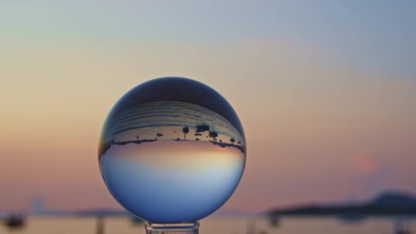 Vue Sur Belle Nature Lever Soleil Intérieur Boule Cristal Superbe — Video