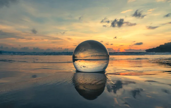 stock image Magnificent sky above the crystal ball on the beach