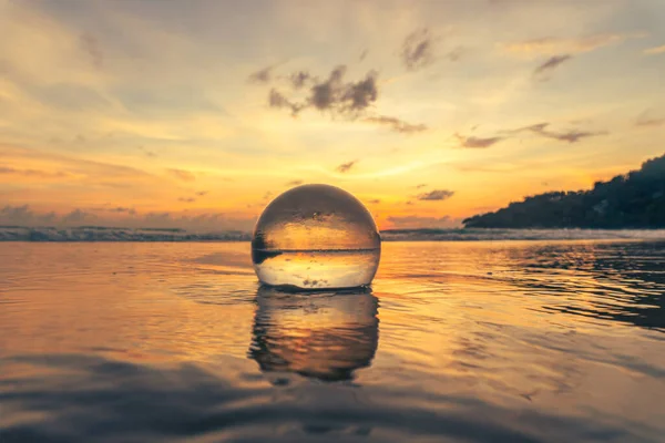 stock image Magnificent sky above the crystal ball on the beach