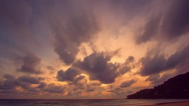 Widok Lotu Ptaka Dekoracje Światło Przez Niebo Nad Zatoką Chalong — Wideo stockowe