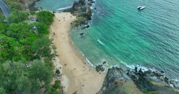 Luftpanoramablick Über Dem Türkisfarbenen Meer Rund Den Nui Strand Kleiner — Stockvideo