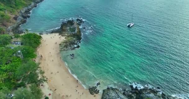 Vista Panorámica Aérea Sobre Mar Turquesa Alrededor Playa Nui Pequeña — Vídeo de stock