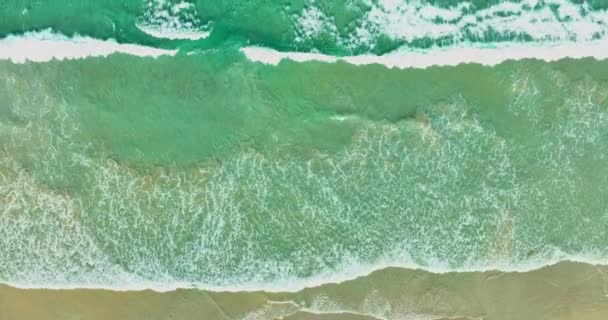 Air Top Widok Fale Morskie Płynna Pętla Białym Piasku Plaży — Wideo stockowe