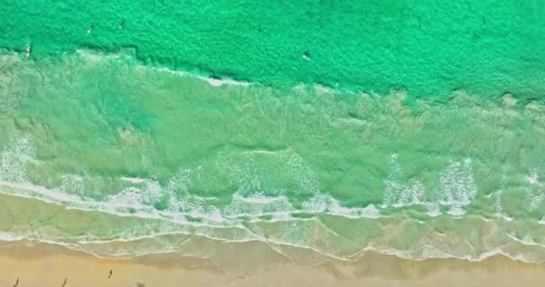 Beyaz Kumsalda Havadan Deniz Dalgaları Pürüzsüz Bir Döngü Oluşturuyor Dalgalar — Stok video