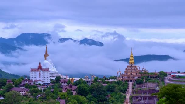 Временной Интервал Сидящих Статуй Будды Холме Кхао Кхо Красивая Достопримечательность — стоковое видео