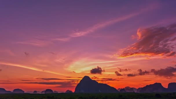 Waktu Cahaya Menakjubkan Awan Alam Langit Atas Samed Nang Chee — Stok Video