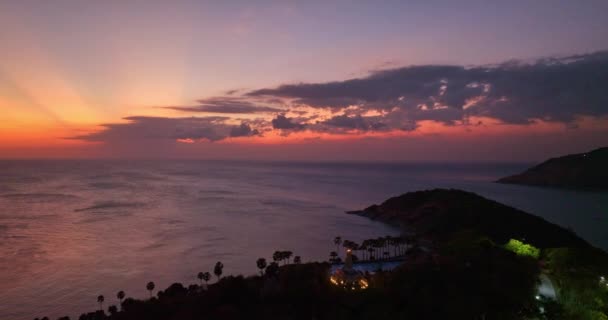 Vista Aérea Incrível Luz Natureza Cloudscape Promthep Cape Phuket Promthep — Vídeo de Stock