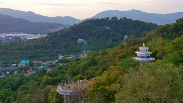 Повітряний Вид Вид Кхао Ранг Заході Сонця Вежа Огляду Хао — стокове відео