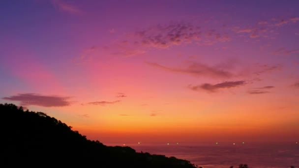 Воздушный Вид Удивительное Розовое Небо Драматический Закат Драматическое Небо Красочными — стоковое видео