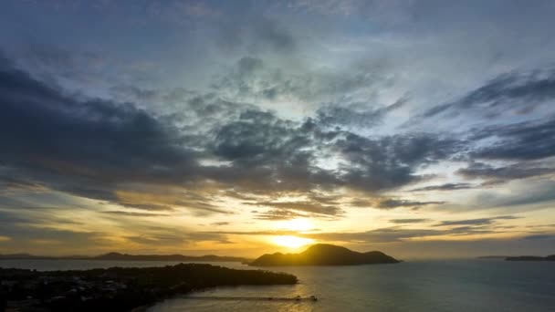 Воздушный Гипер Обзор Потрясающего Неба Над Островами Восходе Солнца Гипер — стоковое видео