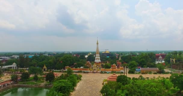 Pemandangan Udara Pemandangan Suci Chedi Mana Orang Orang Menyembah Nakorn — Stok Video