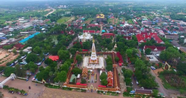 Luftaufnahme Landschaft Der Heiligen Chedi Die Menschen Nakorn Panom Thailand — Stockvideo
