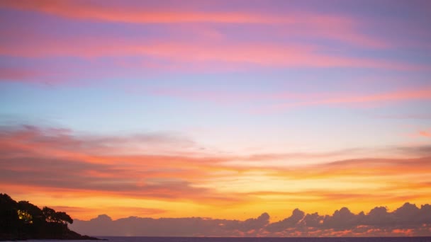 Zeitraffer Hell Gelb Sonnenuntergang Landschaft Erstaunliches Licht Der Natur Wolkenlandschaft — Stockvideo