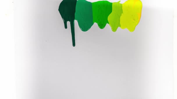 Time Lapse Yellow Light Green Dark Green Watercolors Dripping Different — Stock Video
