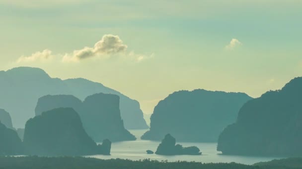 Tidsförskjutning Reservljuset Från Solen Lyser Ner Öarna Many Islands Samed — Stockvideo