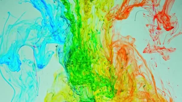 Pigment Dissolves Water Spreads Slowly Mixed Other Colors Form New — Stock Video