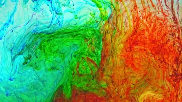 Pigment Dissolves Water Spreads Slowly Mixed Other Colors Form New — Stock Video