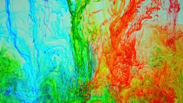 Pigmento Disuelve Agua Extiende Lentamente Cuando Mezcla Con Otros Colores — Vídeo de stock