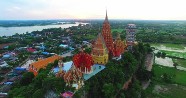 Aerial View Beautiful Tham Suea Temple Another Famous Place Major — Stock Video