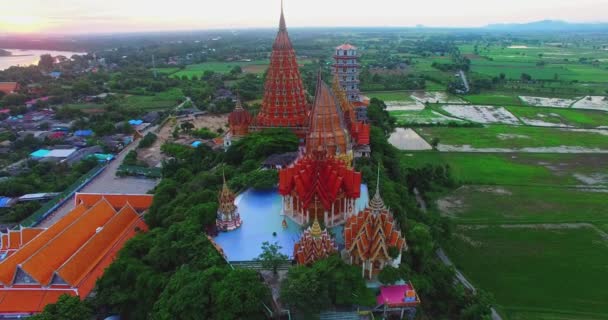 Aerial View Beautiful Tham Suea Temple Another Famous Place Major — Stock Video