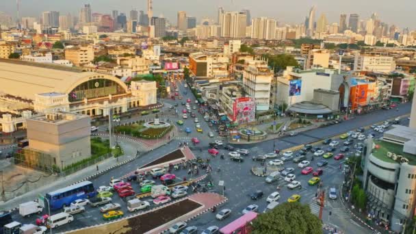 Bangkok Thailand Februar 2020 Luftaufnahme Des Hua Lamphong Hauptbahnhofs Bangkok — Stockvideo