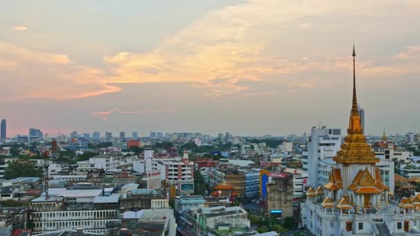 Krajobrazy Piękny Zachód Słońca Świątyni Traimit Bangkoku — Wideo stockowe