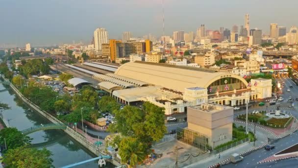 Bangkok Thaïlande Février 2020 Vue Aérienne Gare Principale Hua Lamphong — Video