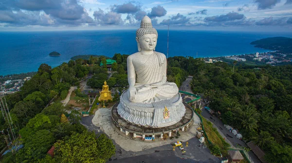 Luchtfoto Blauwe Wolk Phuket Grote Boeddha — Stockfoto