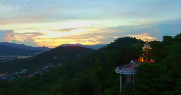 Khao Rang Bakış Açısına Göre Gün Batımında Sarı Gökyüzü Khao — Stok video