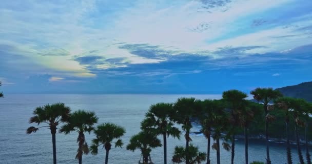 Deep Blue Sky Covering Sea Sunset Captured Aerial Viewpoint Deep — Stock Video