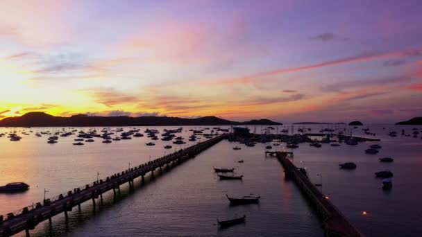Letecký Pohled Scenérie Růžový Mrak Nad Ostrovem Vdo Majestic Sunrise — Stock video