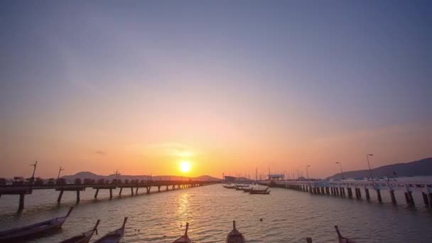 Time Lapse Video Sunrise Chalong Pier Thailand Chalong Pier Important — Stock Video