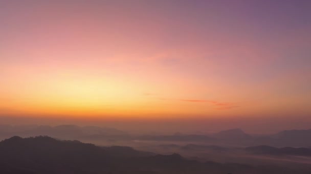 Lucht Hyper Lapse Uitzicht Gouden Zonsopgang Phang Nga Vallei Prachtig — Stockvideo