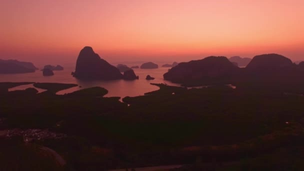 Вид Воздуха Красивое Небо Восхода Солнца Самет Нангше Горная Долина — стоковое видео