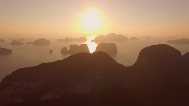 Vista Aérea Belo Céu Nascer Sol Samet Nangshe Vale Montanha — Vídeo de Stock