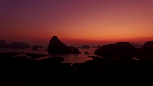 Luchtfoto Van Prachtige Zonsopgang Bij Samet Nangshe Bergvallei Met Tropisch — Stockvideo