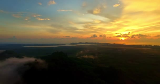 Letecký Pohled Krásný Západ Slunce Obzoru Phang Nga Thajsko Barevná — Stock video