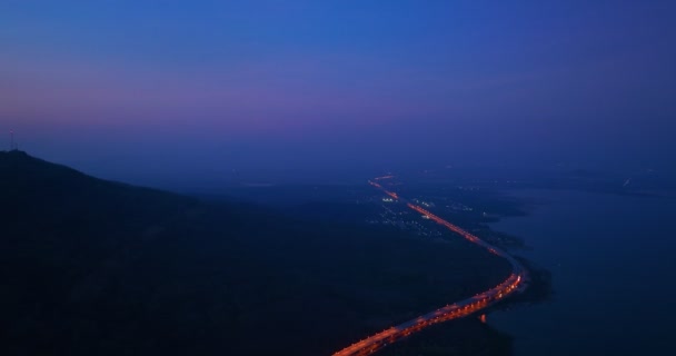 Luftfoto Vindmøller Synspunkt Ved Lamtakong Dæmningen Nakhonratchasima Thailand Fantastisk Himmel – Stock-video