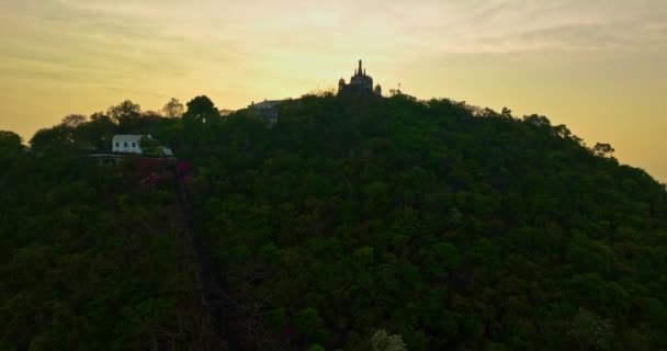 Aerial View Sun Rays Shining Top Palace Thailand Bright Sky — Stock Video