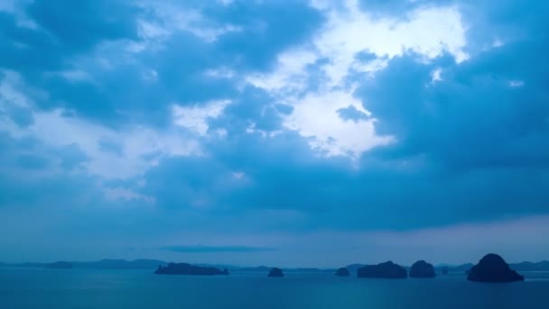 Vista Aerea Iper Lapse Delle Nuvole Movimento Tramonto Spiaggia Tubkaek — Video Stock
