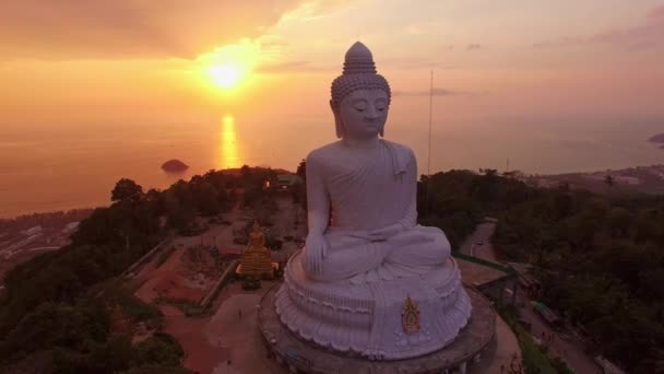Vista Aerea Del Cielo Drammatico Tramonto Phuket Grande Buddha Phuket — Video Stock