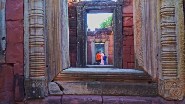 Erstaunlicher Blick Auf Das Phimai Heiligtum Das Tor Der Burg — Stockvideo