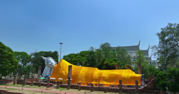 Вид Повітря Статую Будди Ват Кхун Інтапрамун Ангун Таїланд — стокове відео