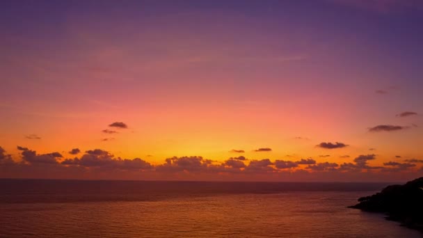Okyanusun Üzerindeki Gün Batımının Görüntüsü Havadaki Hiper Yanılma Görüntüsü Karon — Stok video