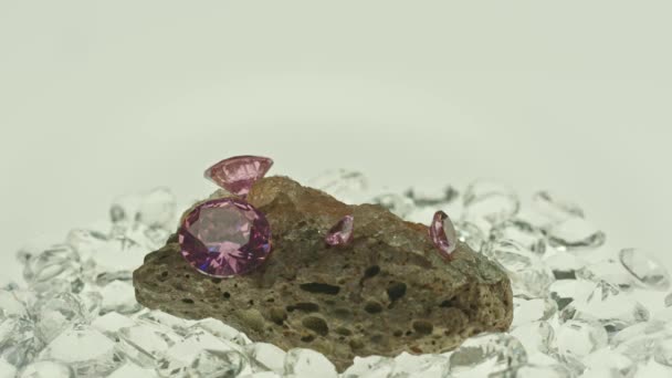 Pink Amethysts Top Chunk Raw Opal Video — Stock Video