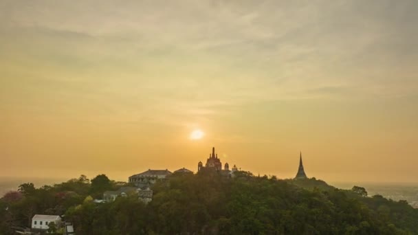 Aerial Hyperlapse View Sun Rays Shining Palace Phetchaburi City Thailand — Stock Video