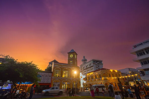 stock image Phuket,Thailand - October,09, 2023: beautiful old building at twilight