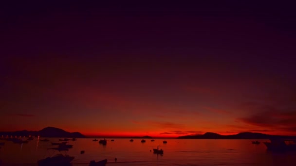 Céu Vermelho Exótico Crepúsculo Acima Ilha Praia Rawai Phuket — Vídeo de Stock
